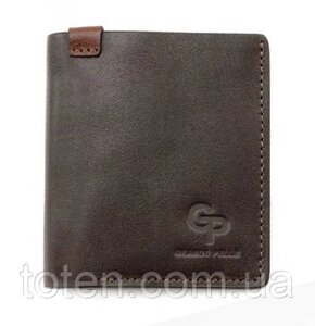 Чоловіче шкіряне портмоне Grande Pelle з відділеннями для карток, чоловічий гаманець на магніті, коричневий колір топ