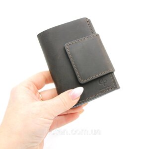 Маленький жіночий гаманець з натуральної шкіри Grande Pelle, коричневий матовий гаманець шкіряний топ