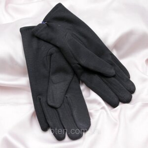 Рукавички жіночі мех трикотаж, Зимові сенсорні теплі рукавички, Рукавички чорні з гудзиками топ