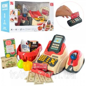 Ігровий Касовий апарат, підсвічування, 18 предметів, звук, сканер, термінал, продукти 668-93