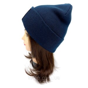 Жіноча/Дитяча шапка Лайк синя, сіра, кавова на зиму/осінь, тепла шапка з логотипом Likee в'язана топ
