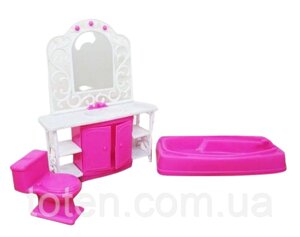 Ванна кімната для ляльок Барбі меблі лялькові умивальник унітаз столик із дзеркалом Gloria