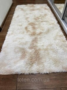 Килимок травка 90х200 см, Пухнастий килим , Щільна підкладка. Світлий беж меланж