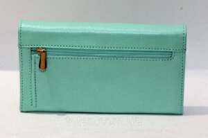 Шкіряне портмоне салатового кольору фірми DEKOL, стильний жіночий гаманець модний
