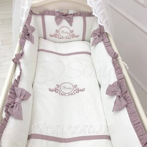 Комплект дитячої постільної білизни для ліжечка Belissimo пудра топ