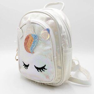 Рюкзак дитячий з паєтками Єдиноріг, Стильний рюкзак для дівчинки з паєтками, Дитячий рюкзак блискучий топ