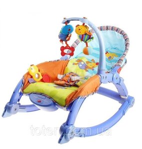 Крісло шезлонг гойдалка дитяче з вібрацією, музикою, іграшками