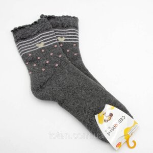 Зимові шкарпетки махрові турецькі, теплі шкарпетки для дівчинки 9-10 років у горошок, шкарпетки із серцем топ