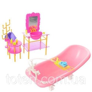 Ванна для ляльок Барбі лялькові меблі вішалка туалетний столик раковина з дзеркалом і поличками Gloria