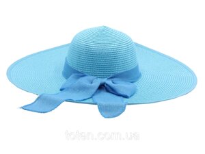 Жіноча стильна крислатий пляжна капелюшок бірюзового кольору (17720) топ