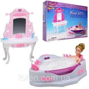 Набір лялькових меблів Ванна кімната, джакузі, дзеркало, раковина, аксесуари Gloria 2613 Т