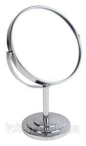 Дзеркало настільне кругле з підставкою, дзеркало косметичне кругле металеве