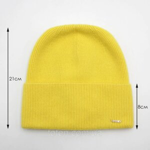 Стильна жіноча / чоловіча демісезонна шапка Odissey Мак з відворотом молодіжна, жовта осіння / зимова шапка