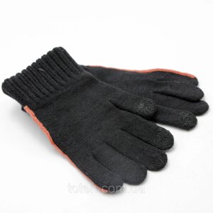 Рукавички чоловічі DEER, В'язання, Текстильні чоловічі рукавички, чорні теплі в'язані рукавички.