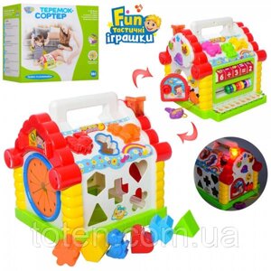 Теремок сортер розвиваюча музична іграшка зі звуковими й світловими ефектами для дітей 9196