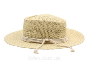 Річна модна пляжна солом'яний капелюх канотьє від сонця бежевого кольору з канатною мотузкою