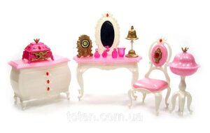 Кімната принцеси для ляльок Барбі лялькове ліжко комод стільчик трюмо аксесуари Gloria