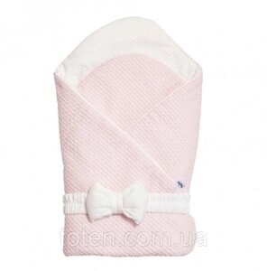 Конверт - ковдра для новонароджених з бантиком Cotton, powder pink, пудра