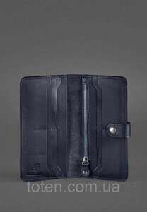 Шкіряне жіноче портмоне, гаманець синій