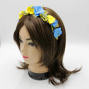 Обруч Віночок із жовто-блакитних кольорів, обруч для волосся handmade, Вінок із квітів на голову