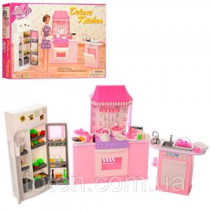 Кухня для ляльок Барбі лялькові меблі холодильник плита духовка посудка продукти Gloria