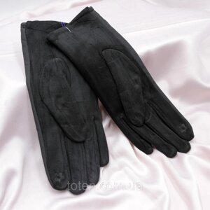 Плащовка + кашемір, Зимові теплі сенсорні рукавички, Чорні чоловічі рукавички, Манжет рубчик