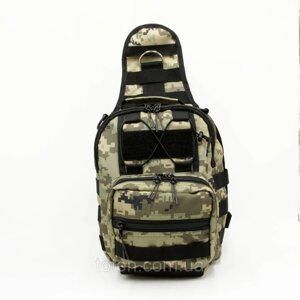 Тактична сумка-слінг плечова, однолямочний рюкзак, барсетка піксель через плече, нагрудний однолямний з кордури