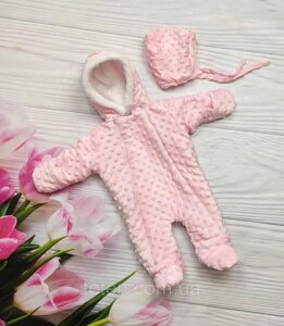 Плюшевый комбинезон для малышей Минки человечек для новорожденных, шапочка, от 0 до 4х месяцев. Розовый