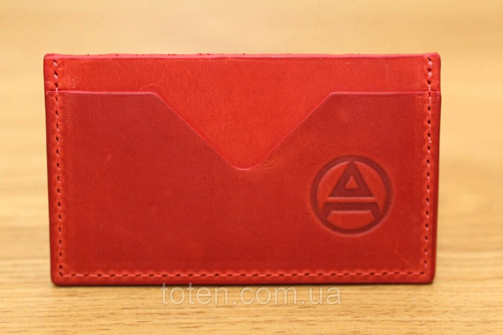 Простий чохол для пластикових карток (Card Case) з натуральної шкіри червоного кольору (14584) ##от компании## Інтернет - Магазин "Дітки - Цукерки" - ##фото## 1