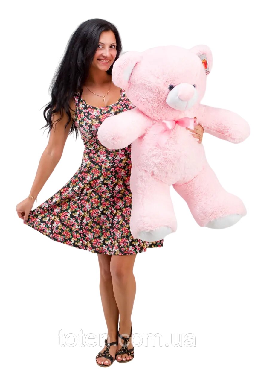 Ведмідь великий ведмедик м'яка іграшка високоякісний плюш наповнювач - синтепон/холофайбер рожевий 100 см від компанії Інтернет - Магазин "Дітки - Цукерки" - фото 1