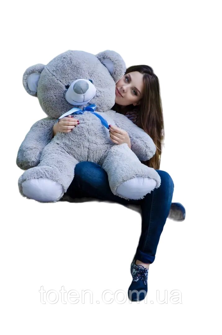 Ведмідь великий ведмедик м'яка іграшка високоякісний плюш наповнювач - синтепон/холофайбер сірий 100 см від компанії Інтернет - Магазин "Дітки - Цукерки" - фото 1