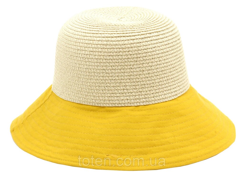Жіноча пляжна капелюх від сонця з жовтими полями і бантом. ##от компании## Інтернет - Магазин "Дітки - Цукерки" - ##фото## 1