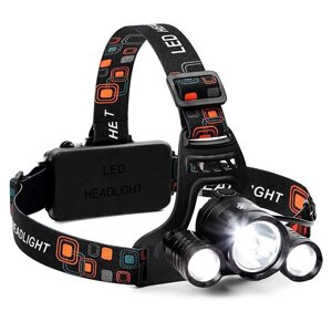 Ліхтарик налобний High Power HeadLamp 3xCree T6 з трьома діодами на акумуляторах 2х6800мА·год