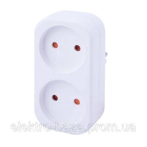 Двійник електричний без заземлення 2 гнізда 2P 10А e. socket. 002.10.2