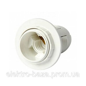 Патрон E14 електричний пластиковий з гайкою білий e. lamp socket with nut. E14. pl. white