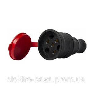 Розетка силова, 4п., 25А, із захисною кришкою, переносна, e. socket. rubber. 031.25