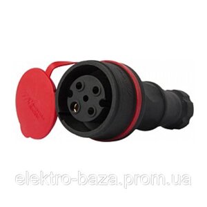 Розетка силова, 4п., 32А, із захисною кришкою, переносна, e. socket. rubber. 071.32