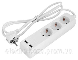 Подовжувач e. es. 3.1.5. zb2. usb 3 гнізда, 1.5м, ж/к з USB-зарядкою, baby protect