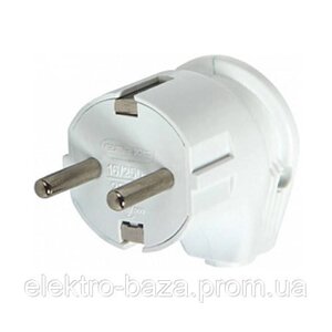 Вилка побутова електрична 16А з ж/к кутова біла e. plug. angle. 007.16