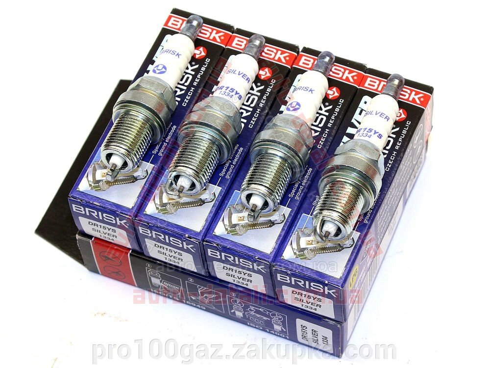 Газові свічки Brisk Silver DR15YS (4 штуки) від компанії Pro100Gaz Установка і продаж (ГБО) - фото 1
