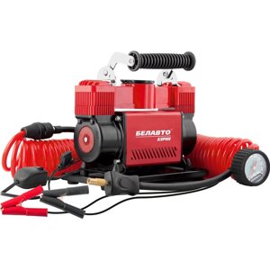 Компресор автомобільний БЕЛАВТО БУРАН BK46 двохциліндровий із зажимами АКБ, 90л/хв., 10 Бар, 380 Вт