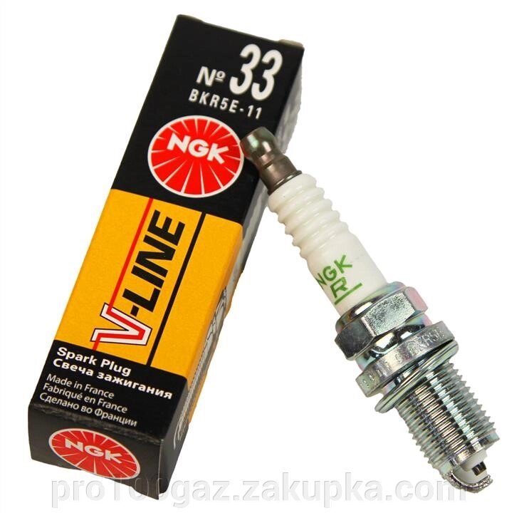 Свічка запалювання NGK V-LINE 33 (BKR5E-11) 1662 від компанії Pro100Gaz Установка і продаж (ГБО) - фото 1