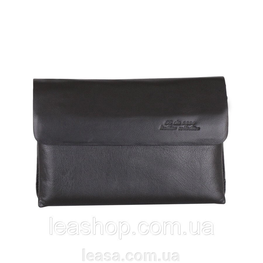 Барсетка з натуральної кожи de esse LC45781X-1 Чорна від компанії Жіночі шуби, жилети з натурального хутра Українського виробника LeaSa - фото 1