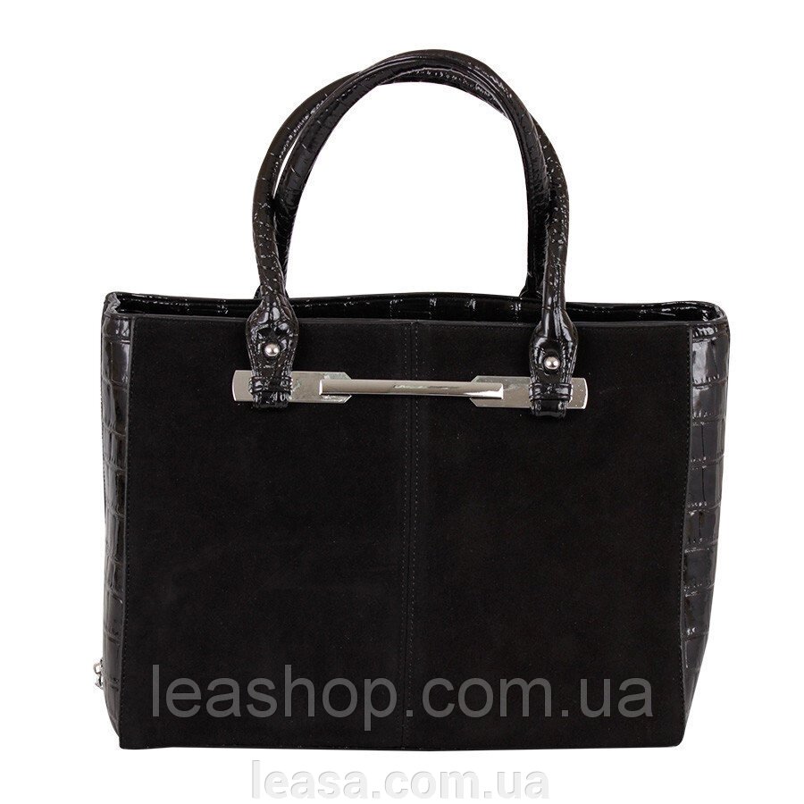 Чорна сумка формату А4 від компанії Жіночі шуби, жилети з натурального хутра Українського виробника LeaSa - фото 1