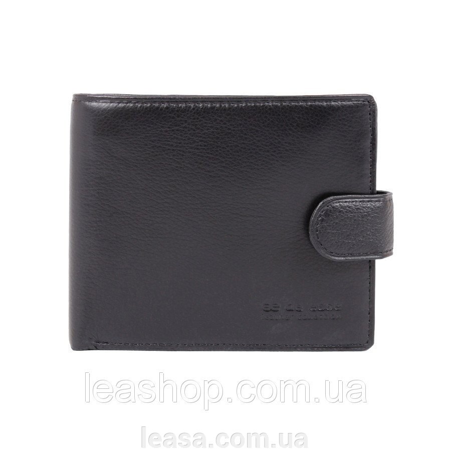 Чорне чоловіче портмоне на кнопці від компанії Жіночі шуби, жилети з натурального хутра Українського виробника LeaSa - фото 1