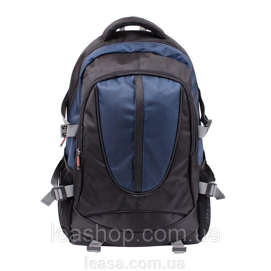 Дорожний рюкзак чорно-синій від компанії Жіночі шуби, жилети з натурального хутра Українського виробника LeaSa - фото 1