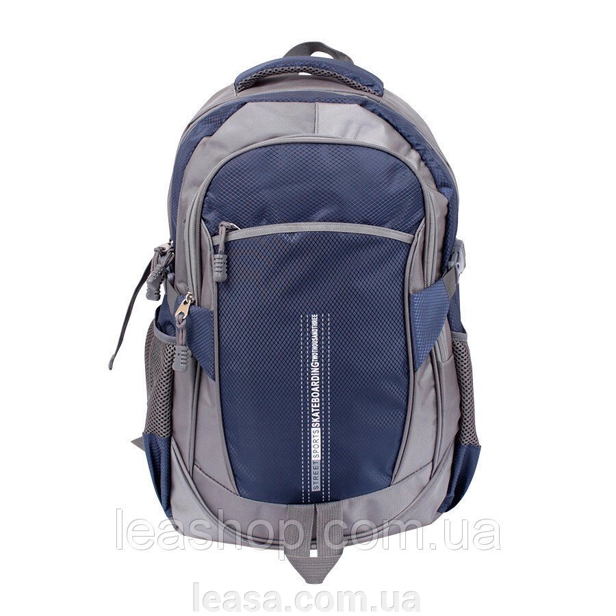 Дорожній рюкзак сіро-синій від компанії Жіночі шуби, жилети з натурального хутра Українського виробника LeaSa - фото 1