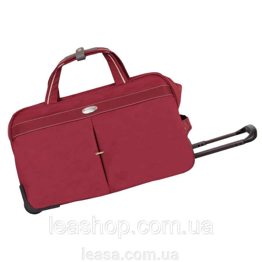 Дорожня червона сумка на двох колесах від компанії Жіночі шуби, жилети з натурального хутра Українського виробника LeaSa - фото 1