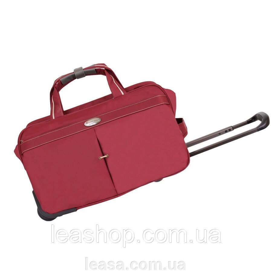 Дорожня червона сумка на колесах від компанії Жіночі шуби, жилети з натурального хутра Українського виробника LeaSa - фото 1