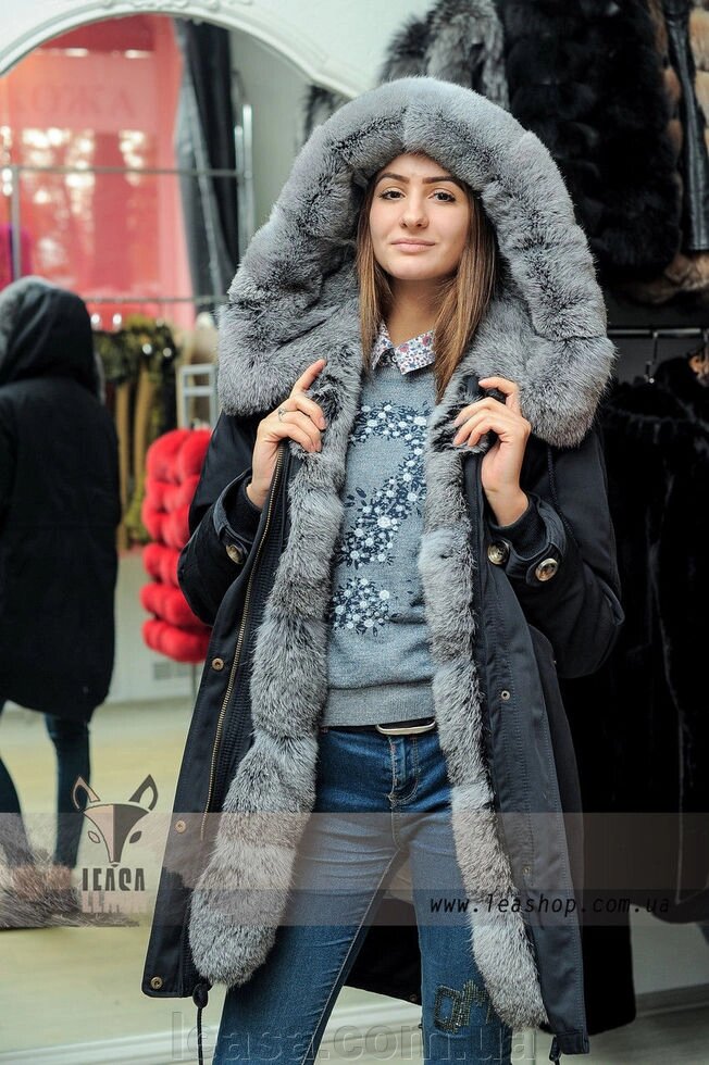 Хутряна куртка парку для жінок від компанії Жіночі шуби, жилети з натурального хутра Українського виробника LeaSa - фото 1